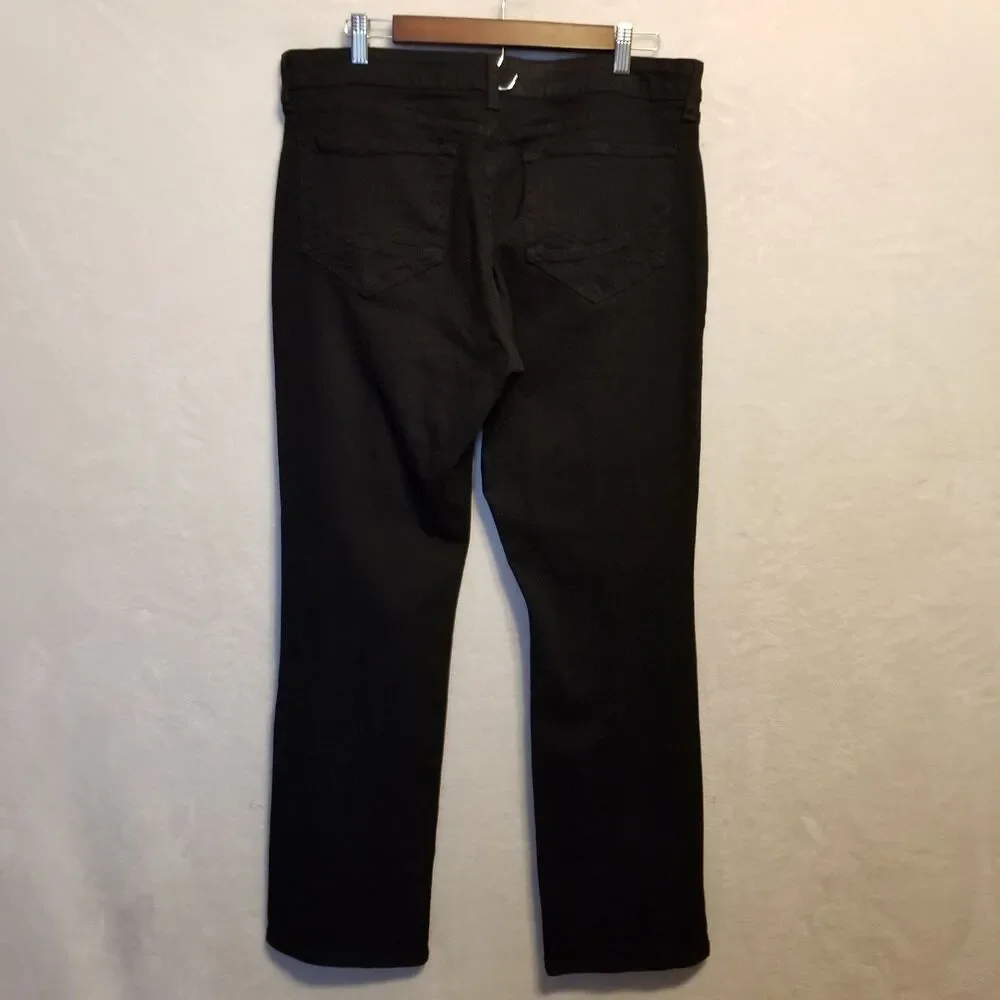NYDJ 16P Petite Jeans Black Stretch Denim Marilyn Straight Lift Tuck High Rise